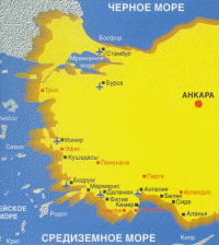 Карта городов курортов Турции
